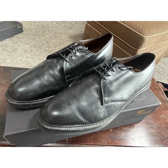 $425 Allen Edmonds Men 10.5 C Globetrotter Black Leather Dress DERBY Shoes USA main image 10